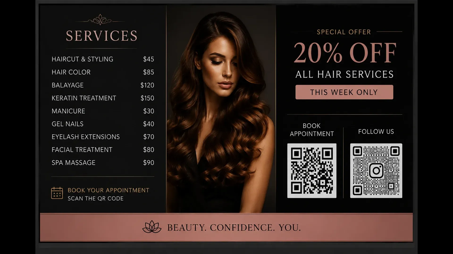 Atracast digital signage for salons and spas